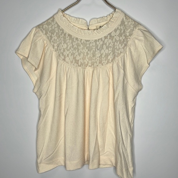 Nwt Madewell Lace Inset Superlight Jacquard Top In Antique Cream Size XL - Picture 1 of 6